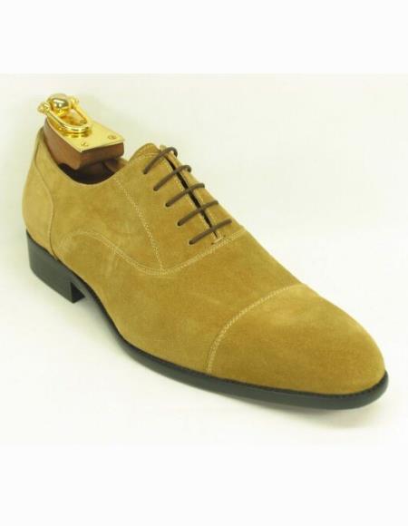 Men's Fashionable Carrucci Lace Up Style Suede Cap Toe Wheat Shoes