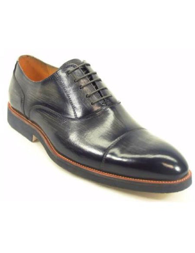 Carrucci Men's Grey Genuine Leather Lace Up Style Oxford Shoes With Matching Sole