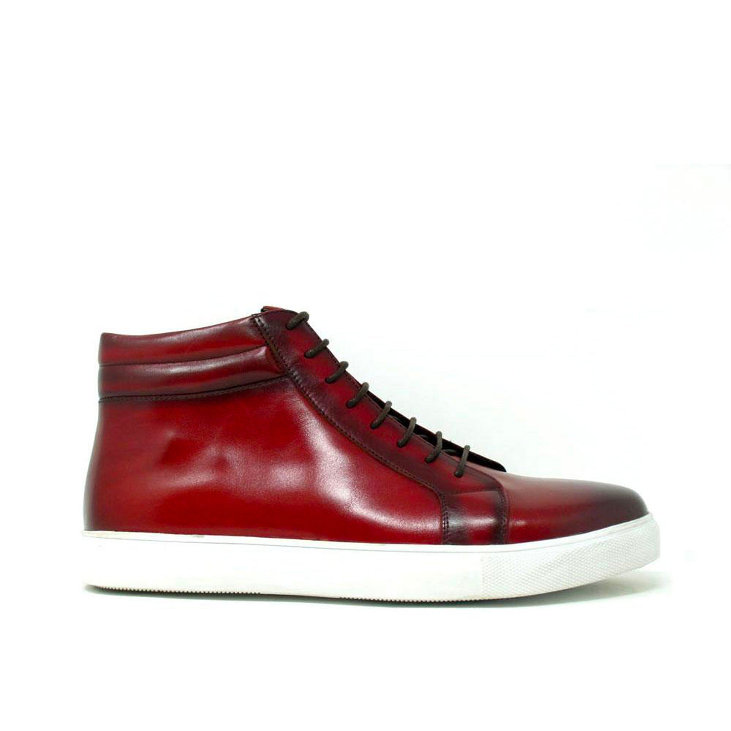 Carrucci High Top Side Zipper Leather Sneaker