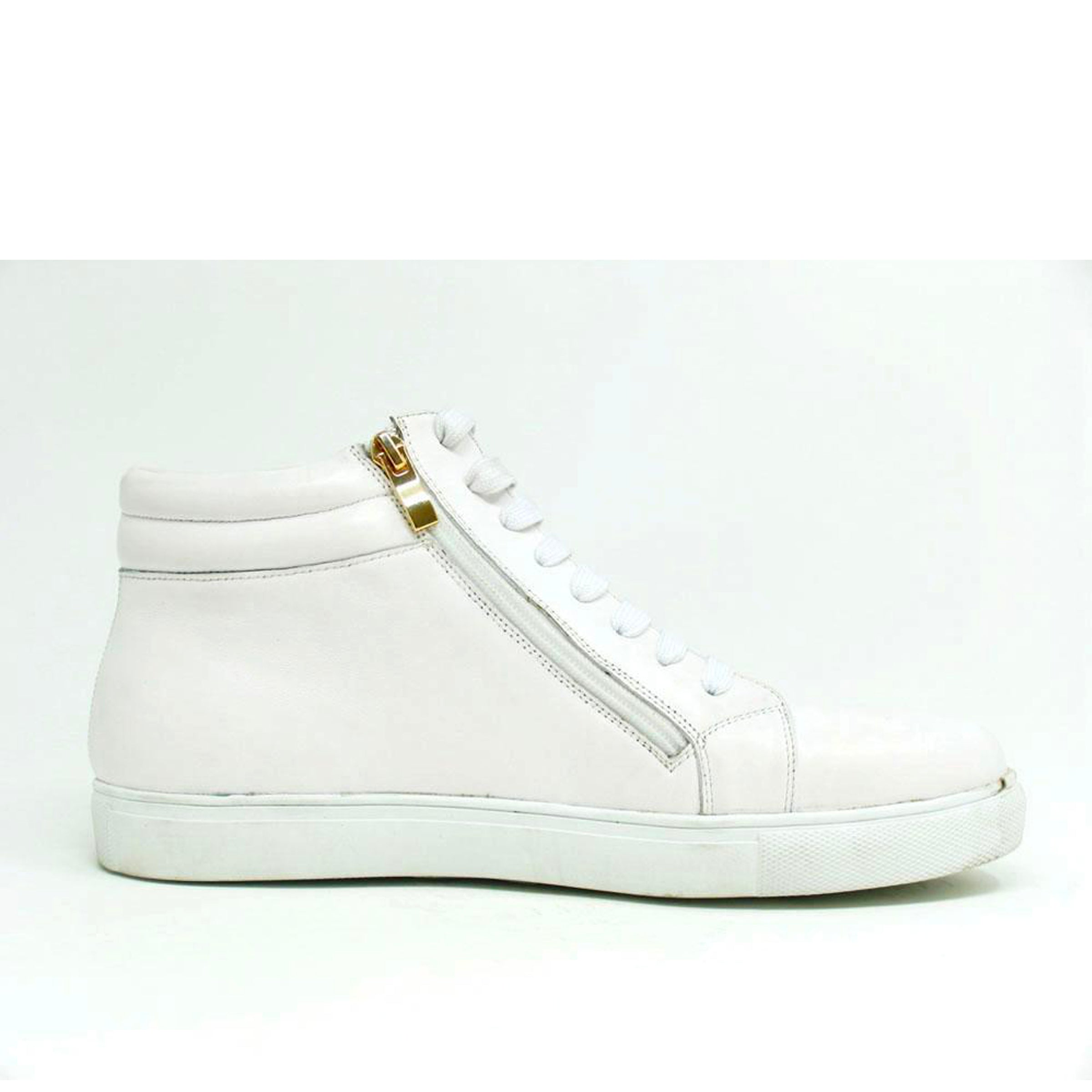 Carrucci High Top Side Zipper Leather Sneaker