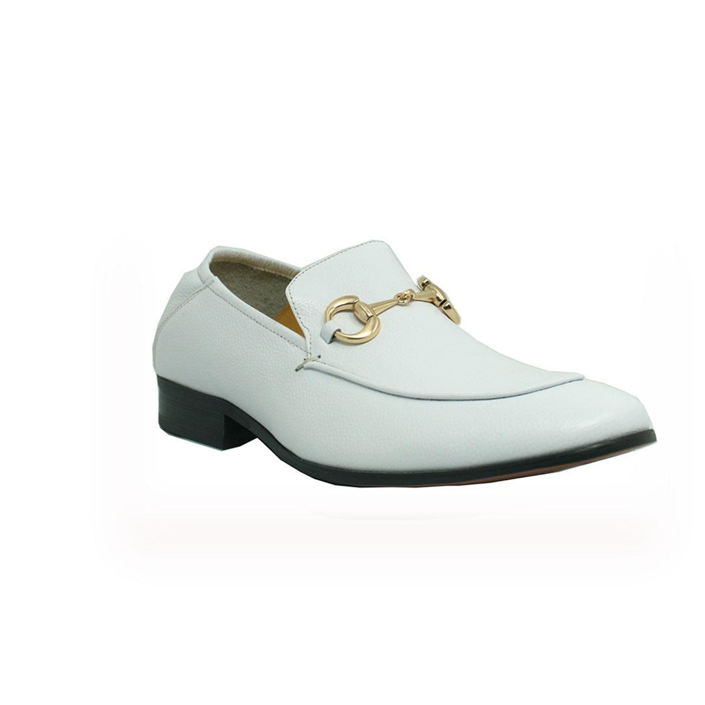 Mens Carrucci Soft Leather Buckle Loafer Dress Shoe in White