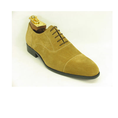 Mens Carrucci Suede Cap Toe Dress Shoe in Tan