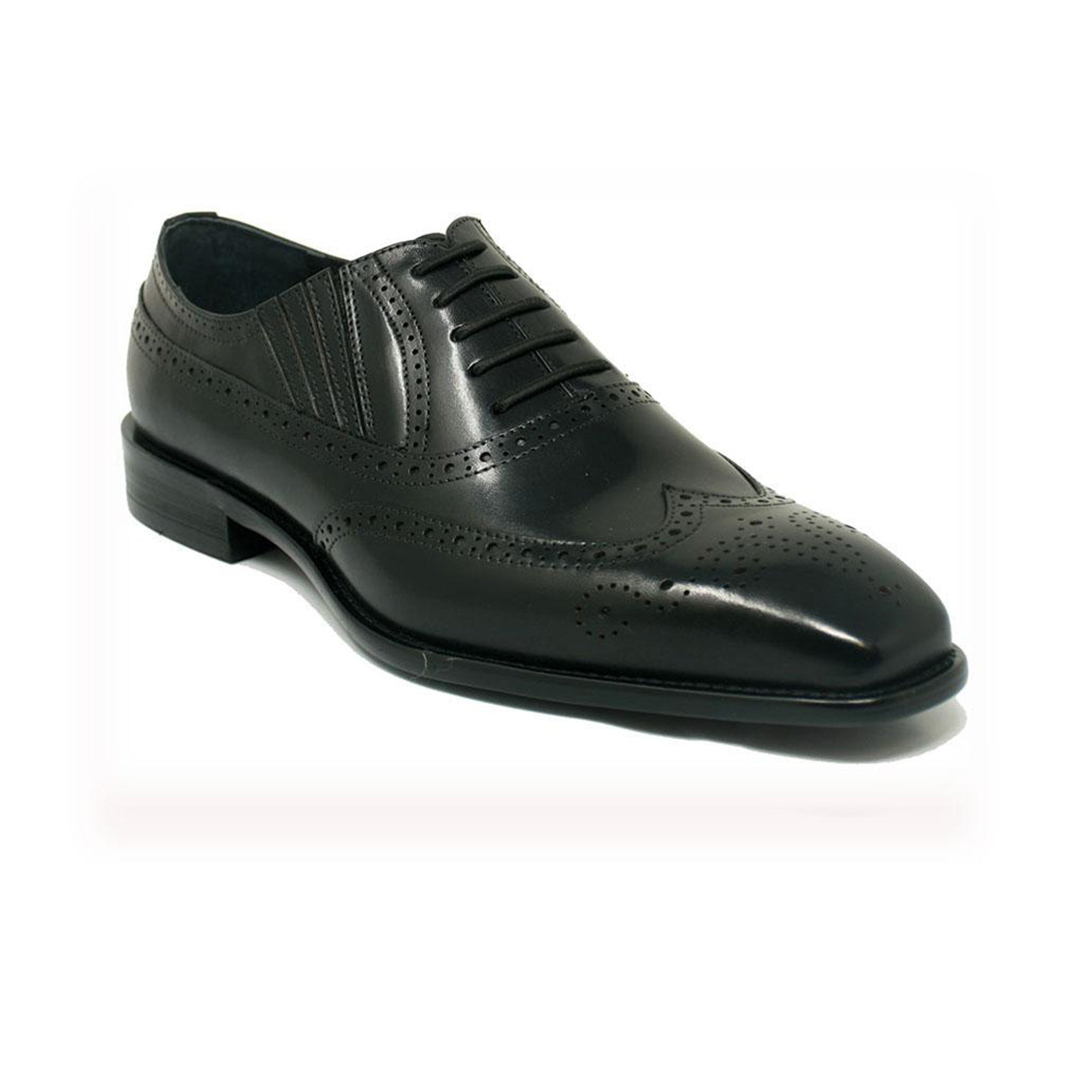 Mens Carrucci Burnished Leather Classic 1920's Wingtip Dress Shoe in Navy