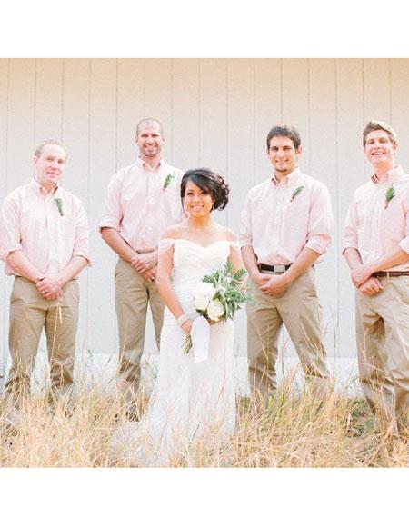 Men's casual groomsmen attire Any Color Shirt + Pants + Belt Call to Place Color Of Your Choice