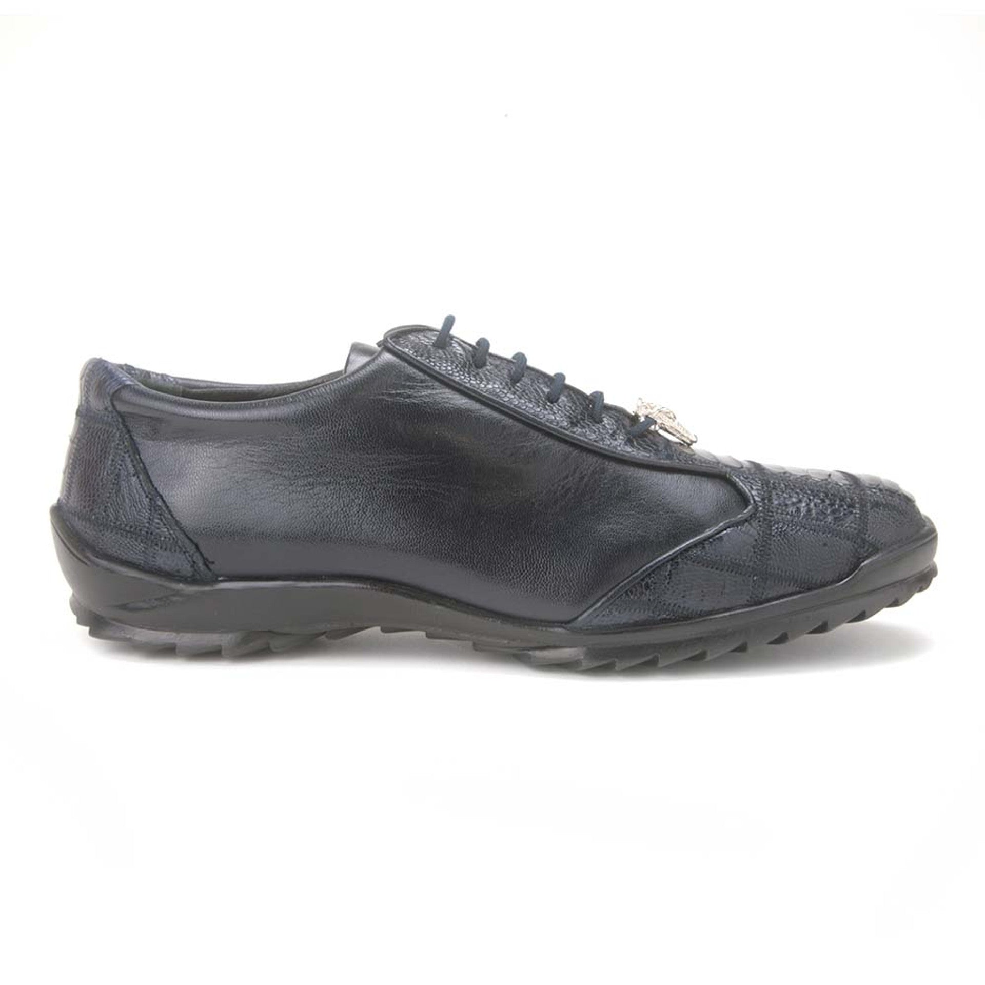 Navy Ostrich Skin Men's Sneaker by Los Altos
