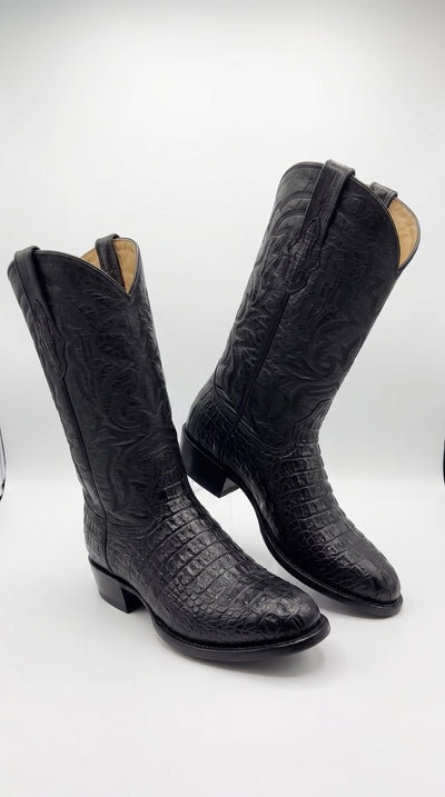 Los Altos Men’s Black Western Boots, Exotic Cowboy Dress Boots for Rodeo and Country Wear