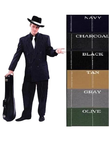 Chalk Double Breasted 6 on 2 Men's Any Color & Bold White Pinstripe Suit mensusa