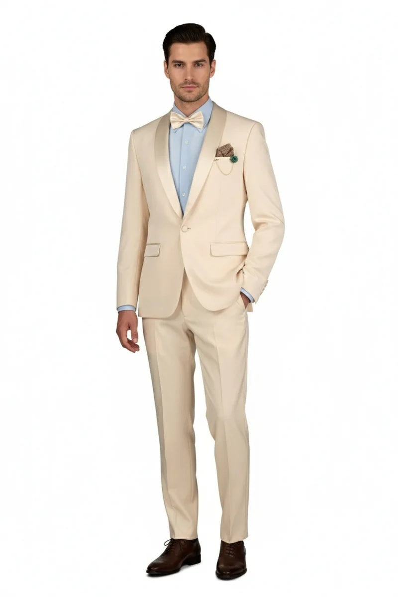 Champagne 1-Button Shawl Tuxedo
