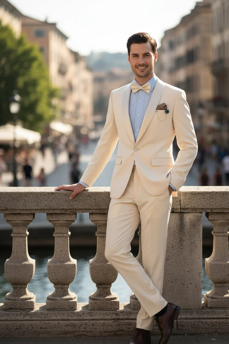 Champagne 1-Button Shawl Tuxedo