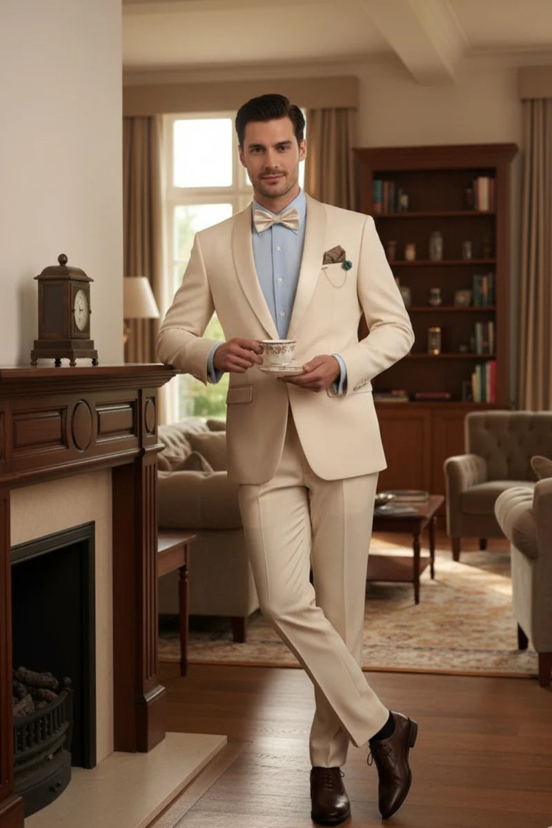 Champagne 1-Button Shawl Tuxedo