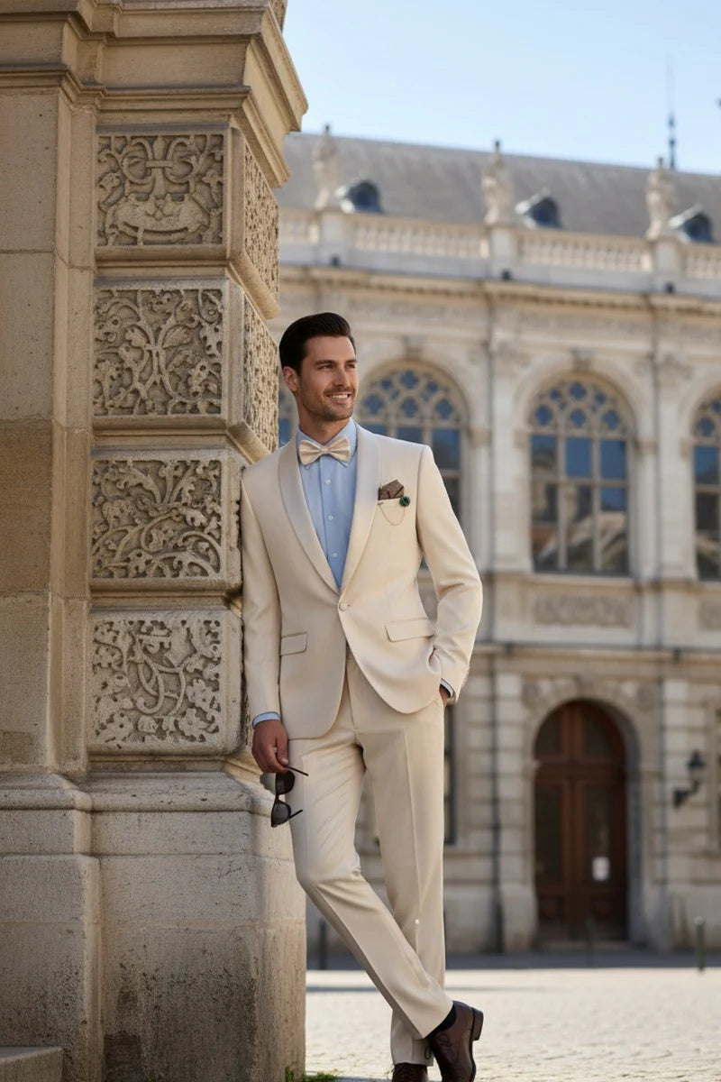 Champagne 1-Button Shawl Tuxedo