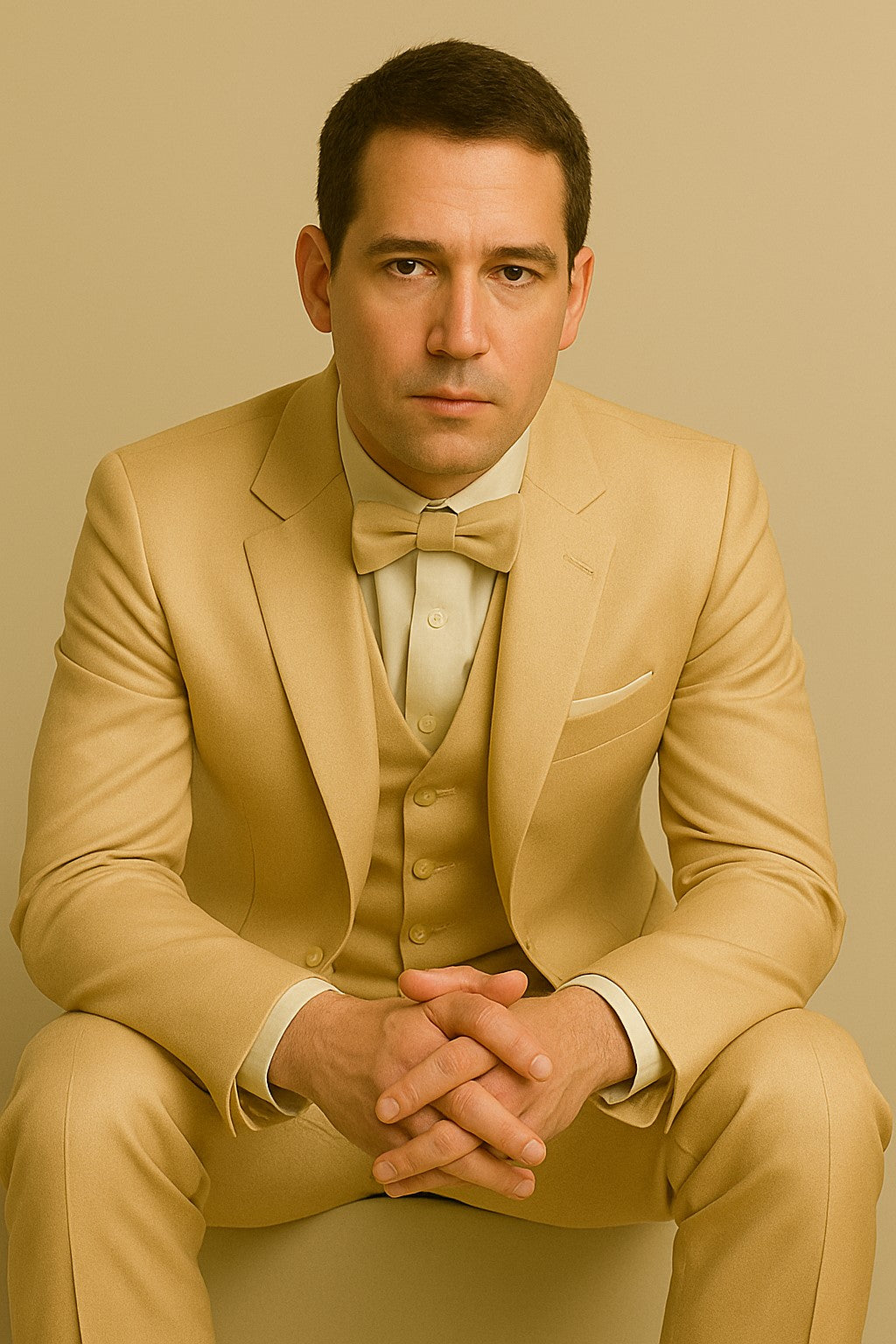 Champagne Suit - Light Gold Color Shiny Suit - Sateen Suit - Wedding Tuxedo Suit