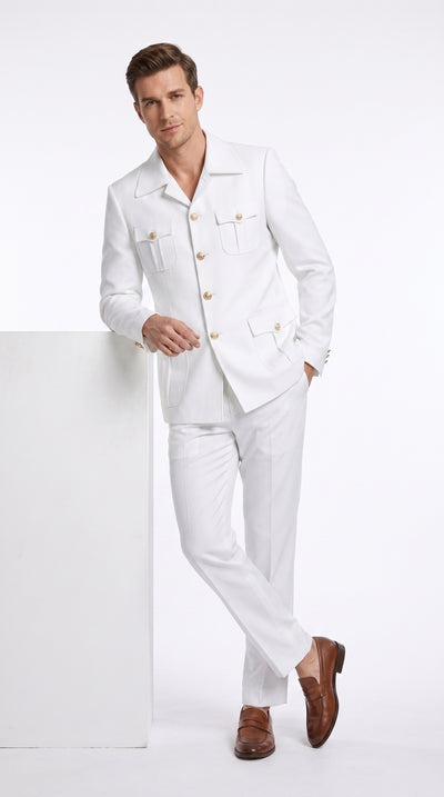 Rossi Man DUKE RM1762 Men’s White 2 Piece Suit, Modern Formal Wedding Prom Dress Suit