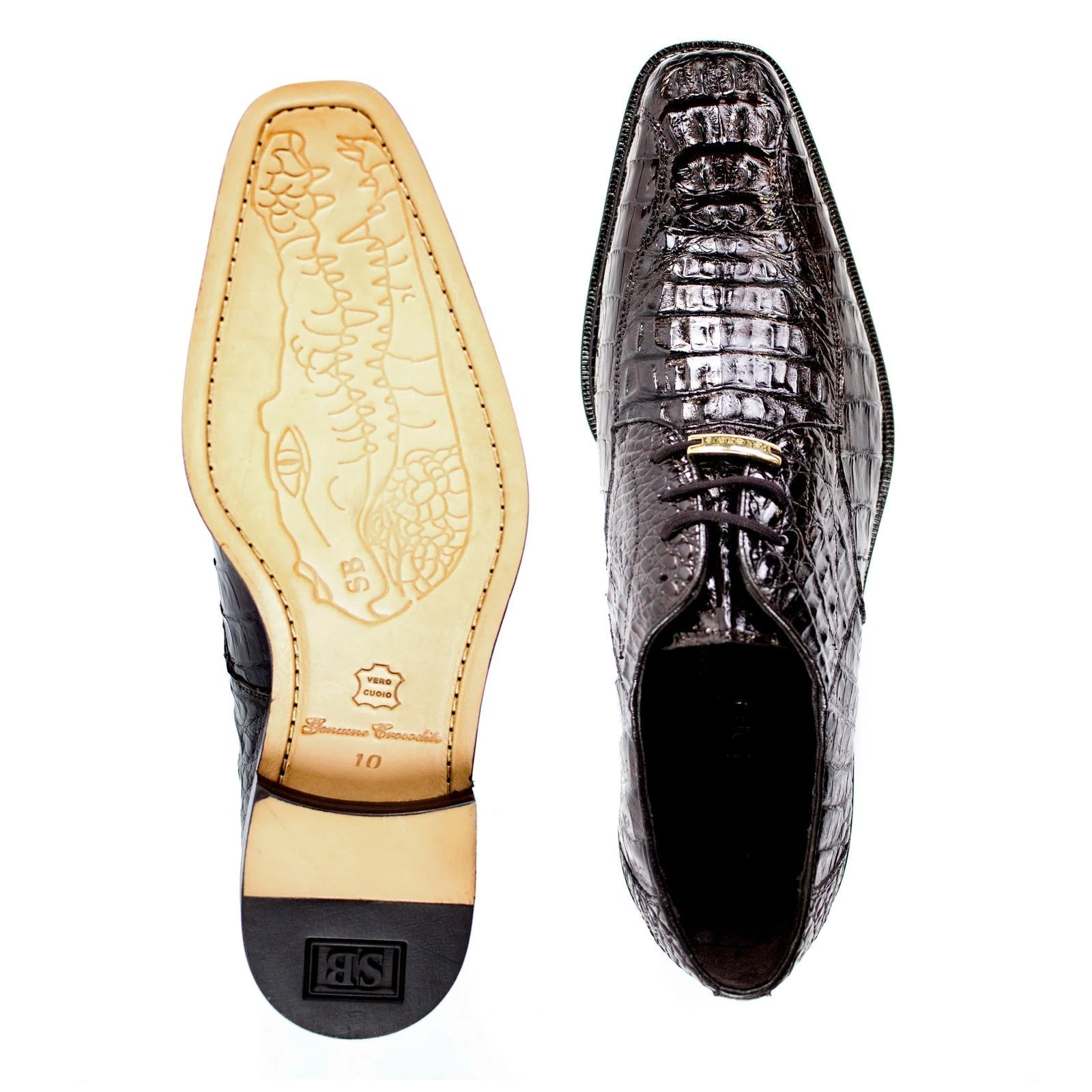 Belvedere Chapo Hornback Caiman Crocodile Dress Shoe
