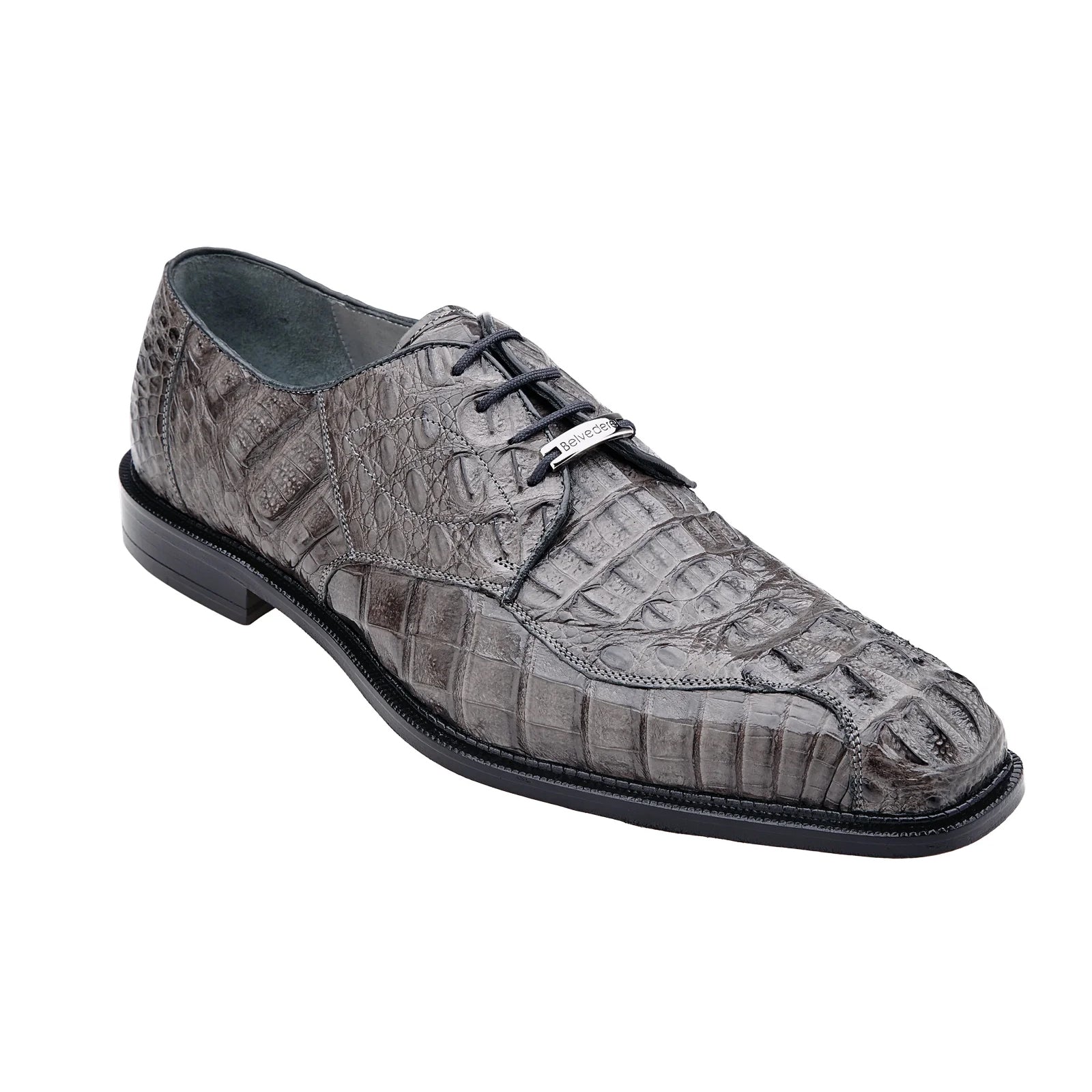 Belvedere Chapo Caiman Crocodile Dress Shoe Grey