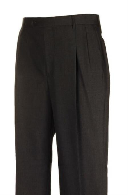 Charcoal Pleated Dress Pants unhemmed unfinished bottom