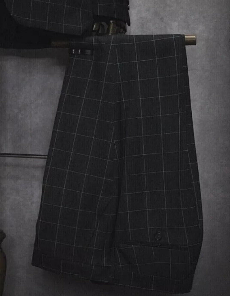 Men’s Peak Lapel Plaid Two-Button Suit