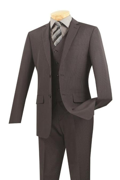 Men's Slim Fit Length Slim Fit Suit β Charcoal - Three Piece Suit