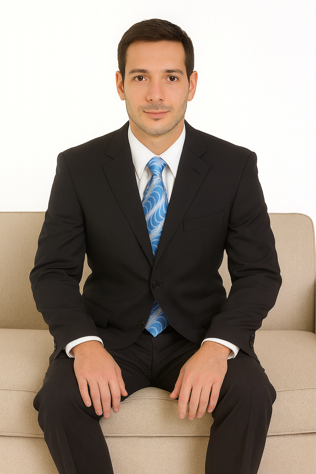 Milano Moda 3-Button Navy Suit for Men