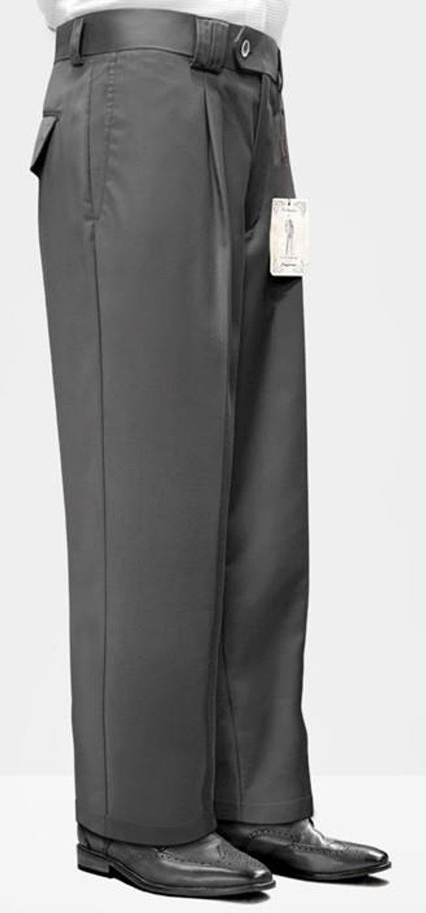 Charcoal Grey Wool Wide Leg Pants for Men