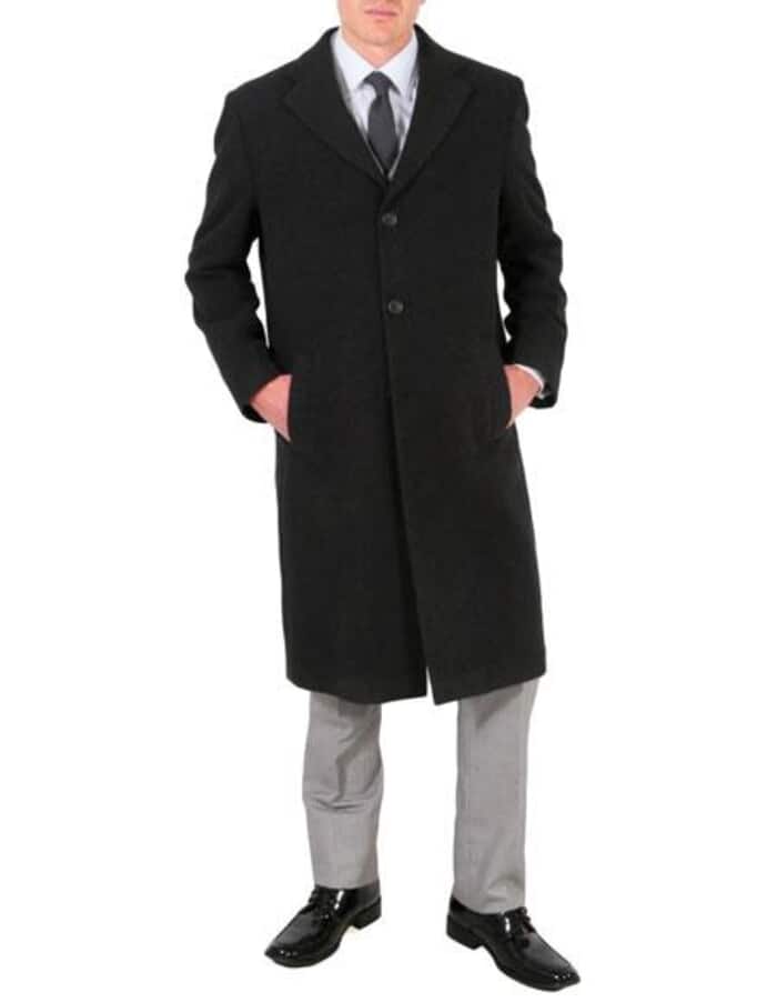 3 Button Wool/Poly Dark Charcoal Overcoat