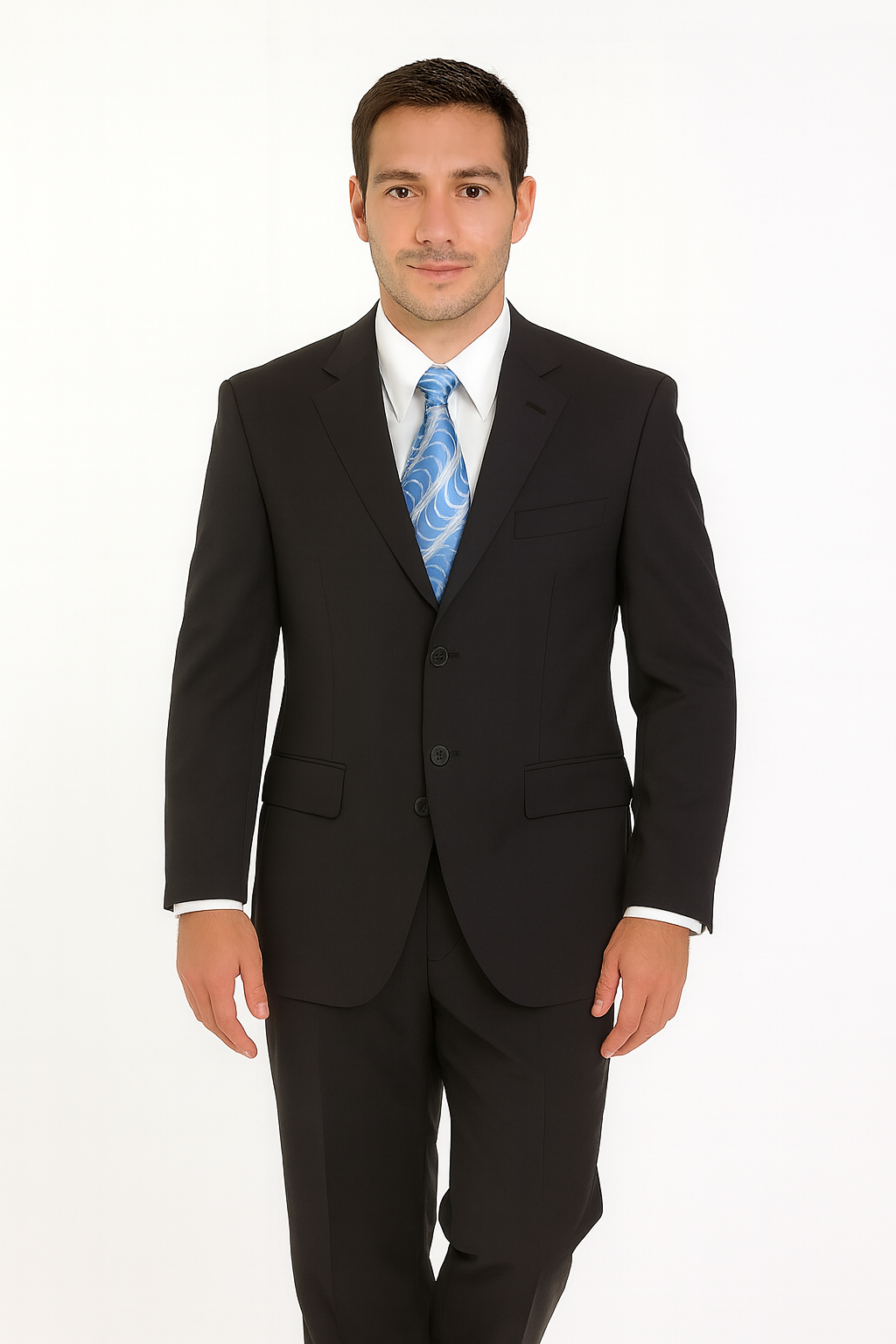 Milano Moda 3-Button Navy Suit for Men