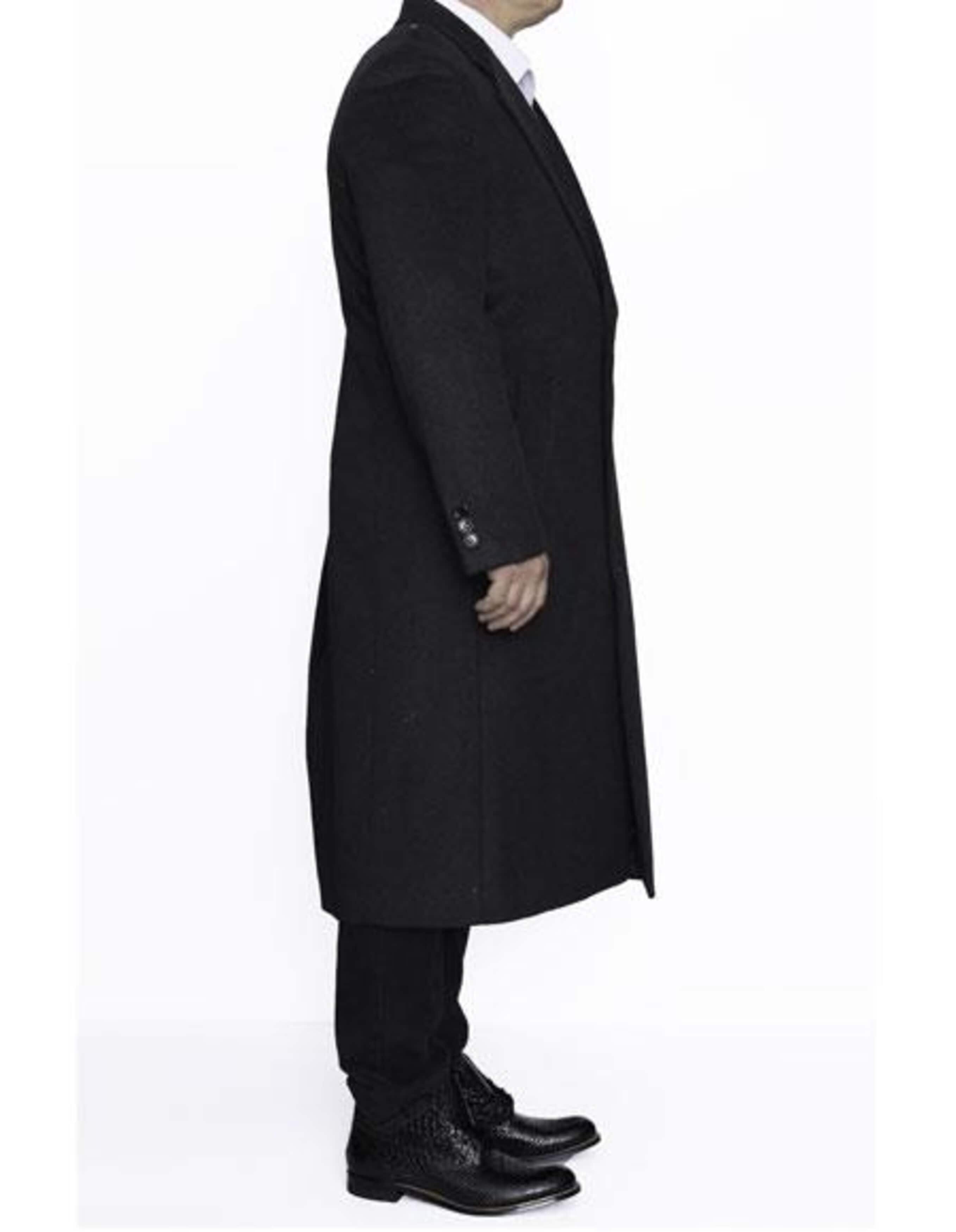 3 Button Full Length Wool Dress Overcoat