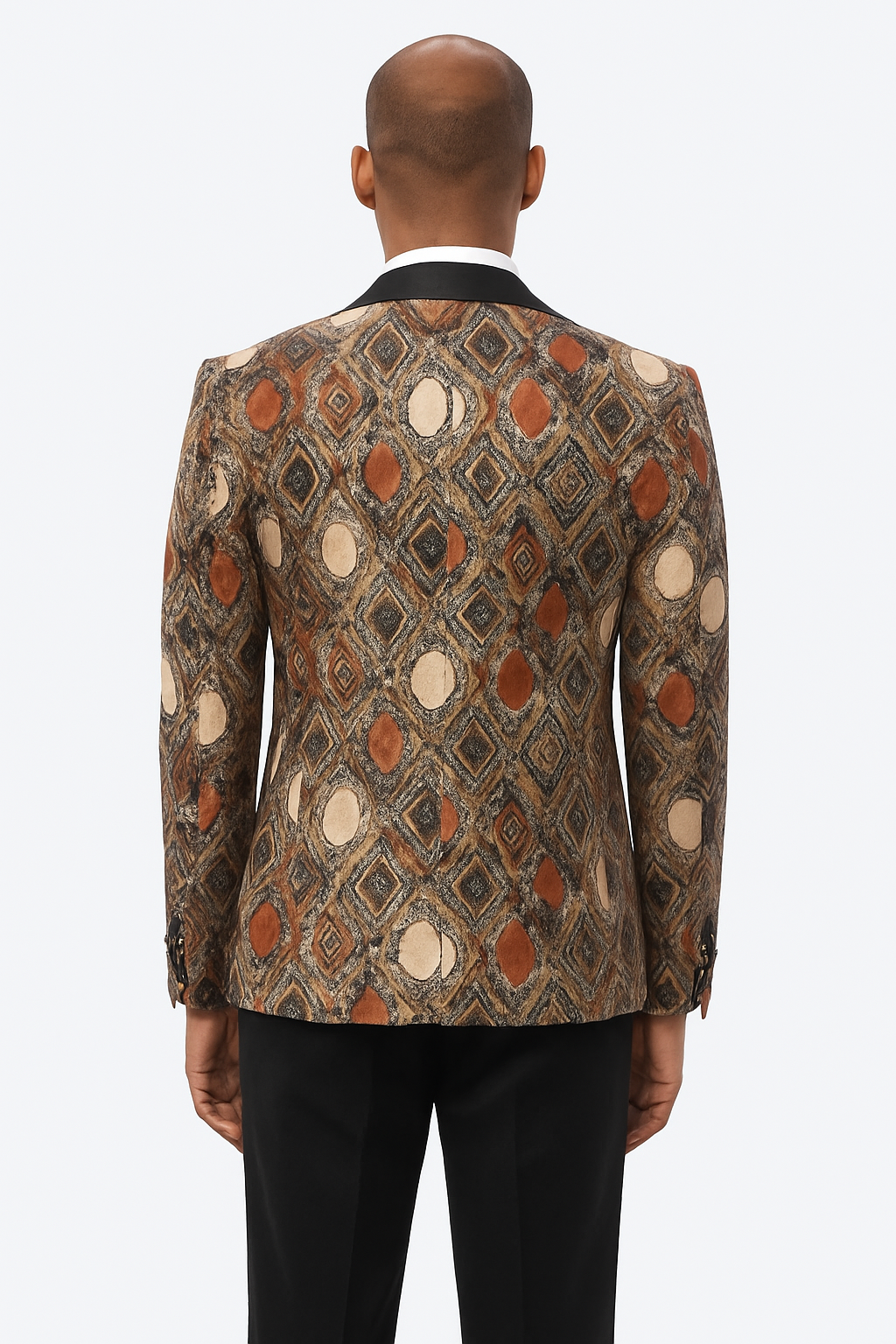 Rust Geometric Tuxedo with Vest & Bowtie