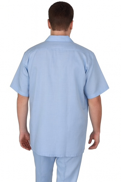 Mens walking suits casual two piece sets Summer Short Sleeve Shirt & Pants Casual Two Piece Mens Walking Outfit For Sale Pant Sets Casual Suit Set Men's Suit 100% Mens Linen Suit - Fabric – Light Blue ~ Sky