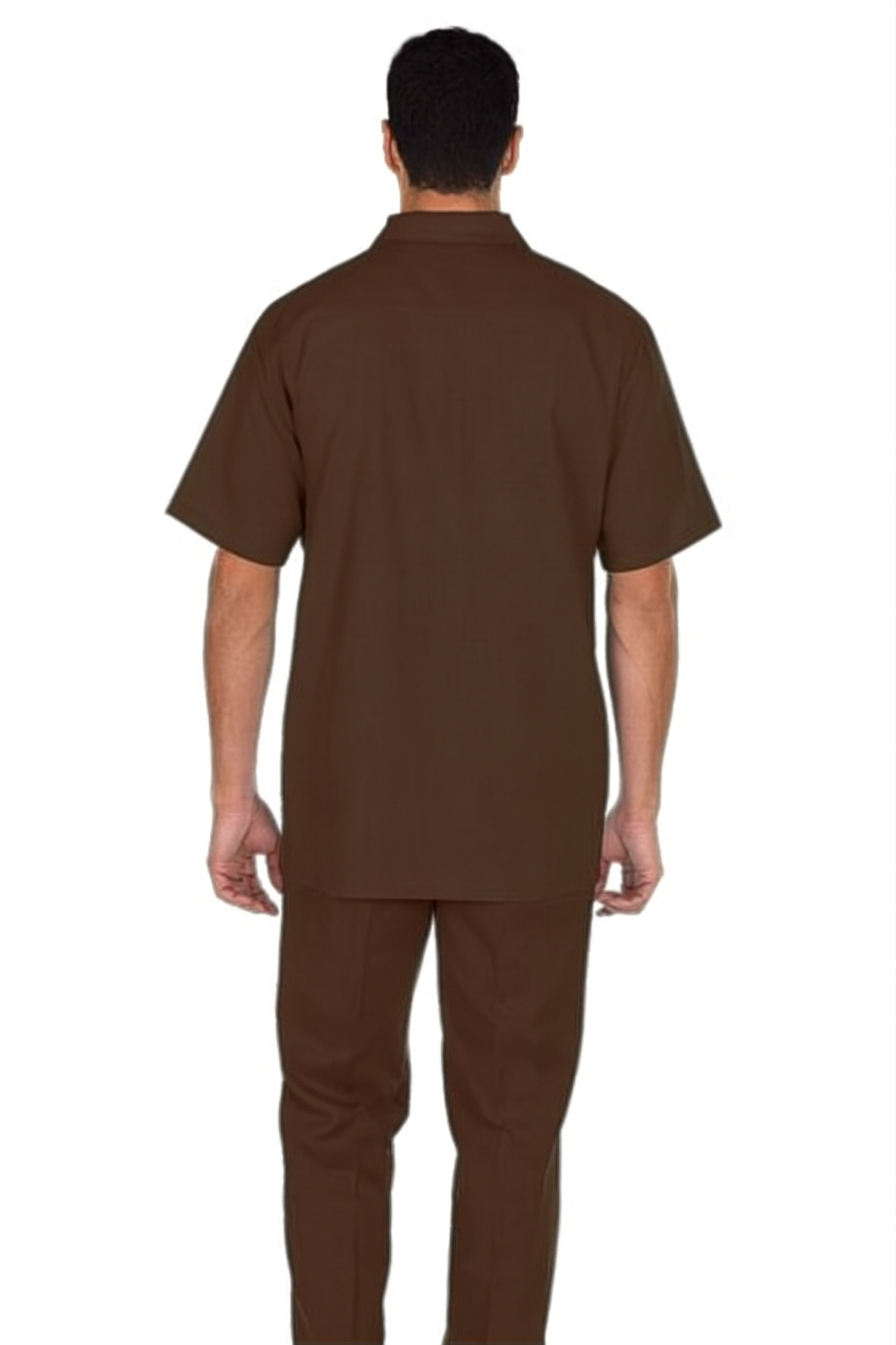 Mens walking suits casual two piece sets Summer Short Sleeve Shirt & Pants Casual Two Piece Mens Walking Outfit For Sale Pant Sets Casual Suit Set Men's Suit 100% Mens Linen Suit - Fabric – Brown