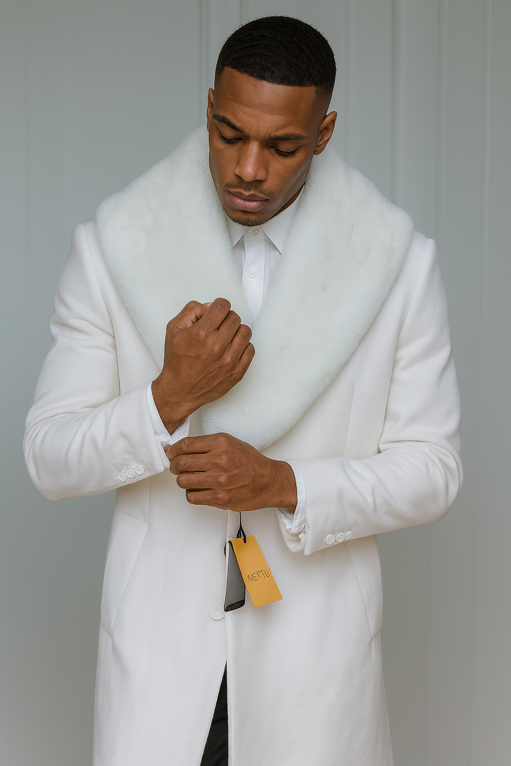 Mens Full Length and Cashmere Overcoat - Winter Topcoats - White Coat