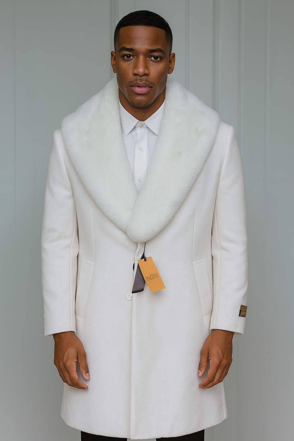 Mens Full Length and Cashmere Overcoat - Winter Topcoats - White Coat
