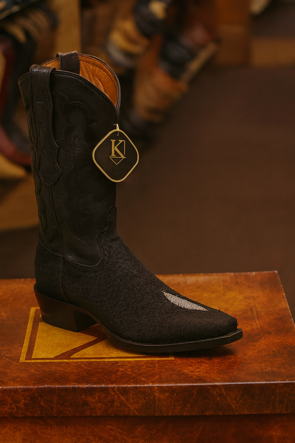 Mens Genunie Stingray mantarraya skin King Exotic Boots Cowboy Style By los altos Boots botas For Sale Snip Toe Western Cowboy Black Dress Cowboy Botas de mantarraya - Mantarraya boots Cheap Priced For Sale Online