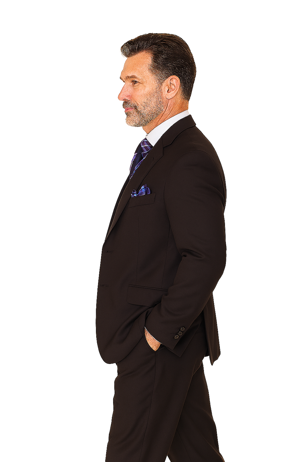 Solid Plum Eggplant Very Dark Purple W Hand-Pick Stitching Super 150'S Vested Suit