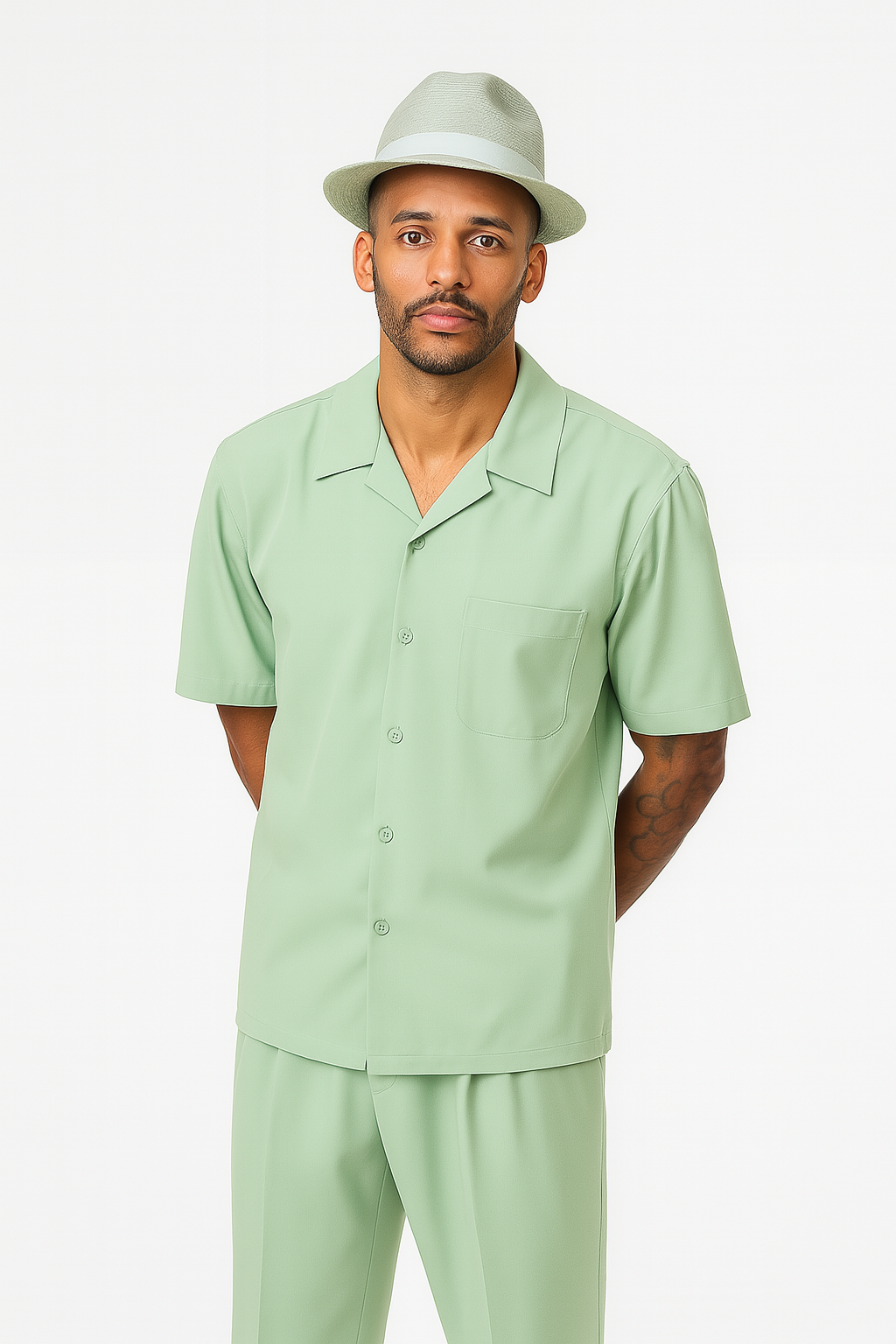 Mens Linen Walking Suit - "Apple Green" Summer Outfit - Mens Linen Suit