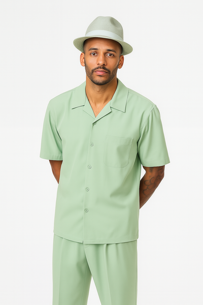 Mens Linen Walking Suit - "Apple Green" Summer Outfit - Mens Linen Suit