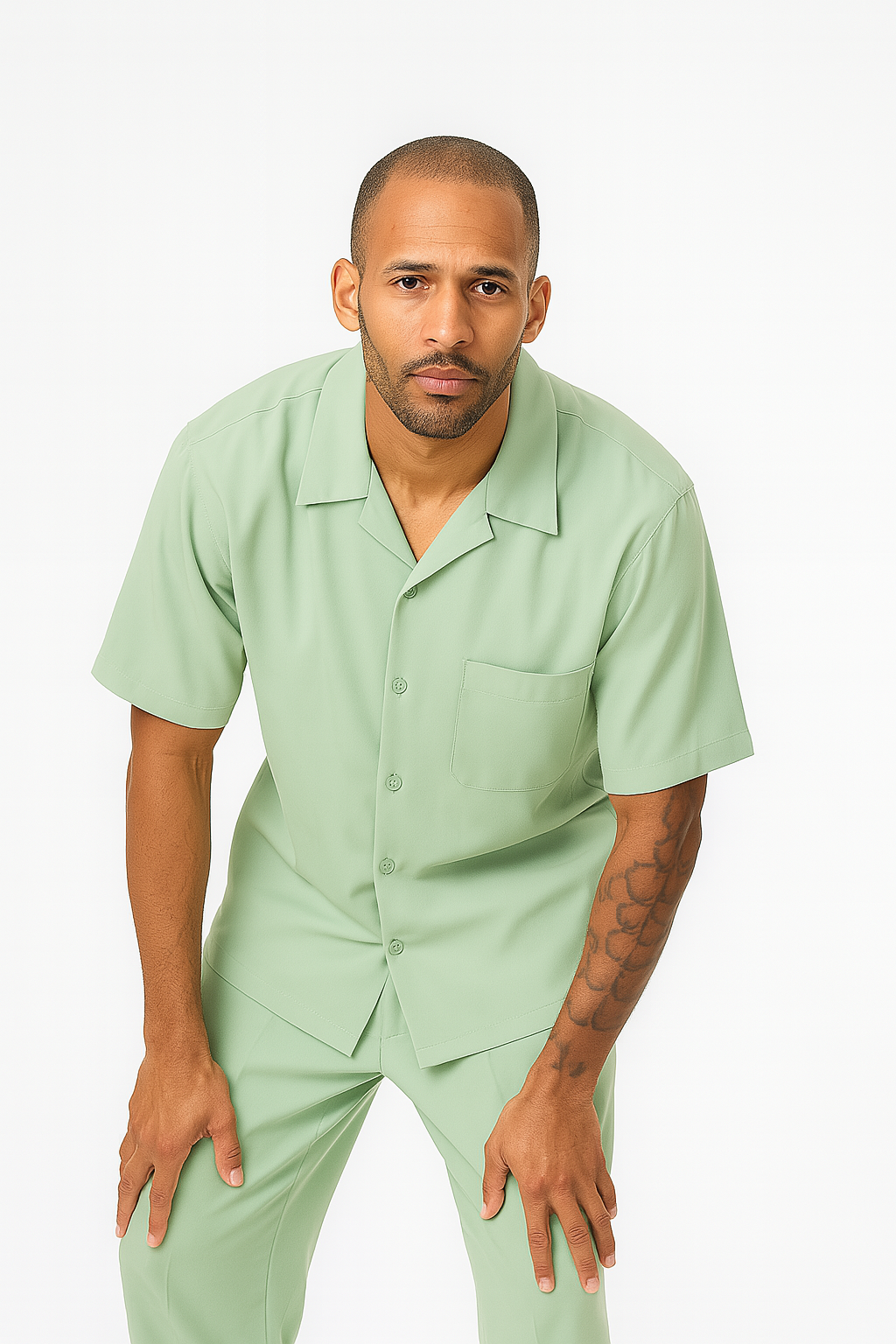 Mens Linen Walking Suit - "Apple Green" Summer Outfit - Mens Linen Suit