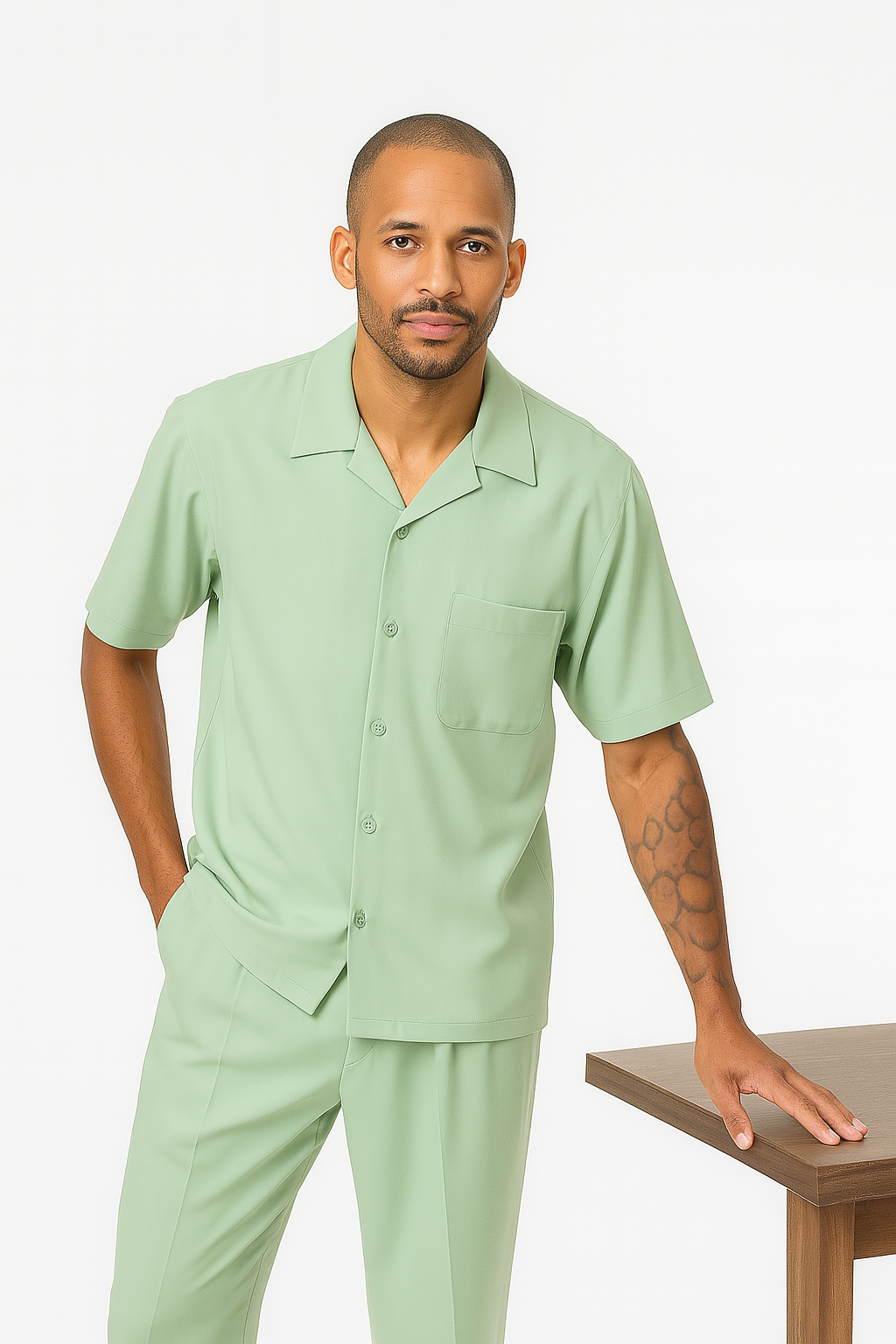 Mens Linen Walking Suit - "Apple Green" Summer Outfit - Mens Linen Suit