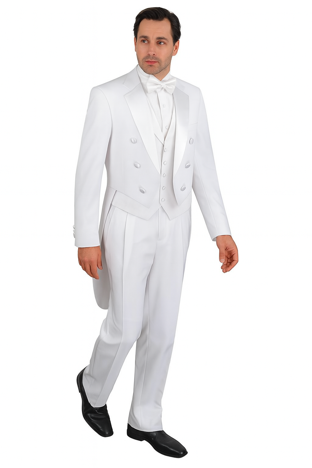 Mens Tailcoat White Tail Tuxedo With Lapelled Vest Available Peak or Collar