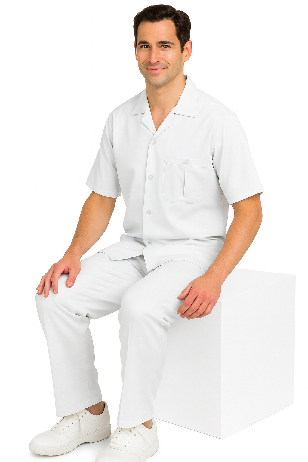 Mens Walking Suit - Big and Tall Casual Suit - White Suit Up to 6XL Pants