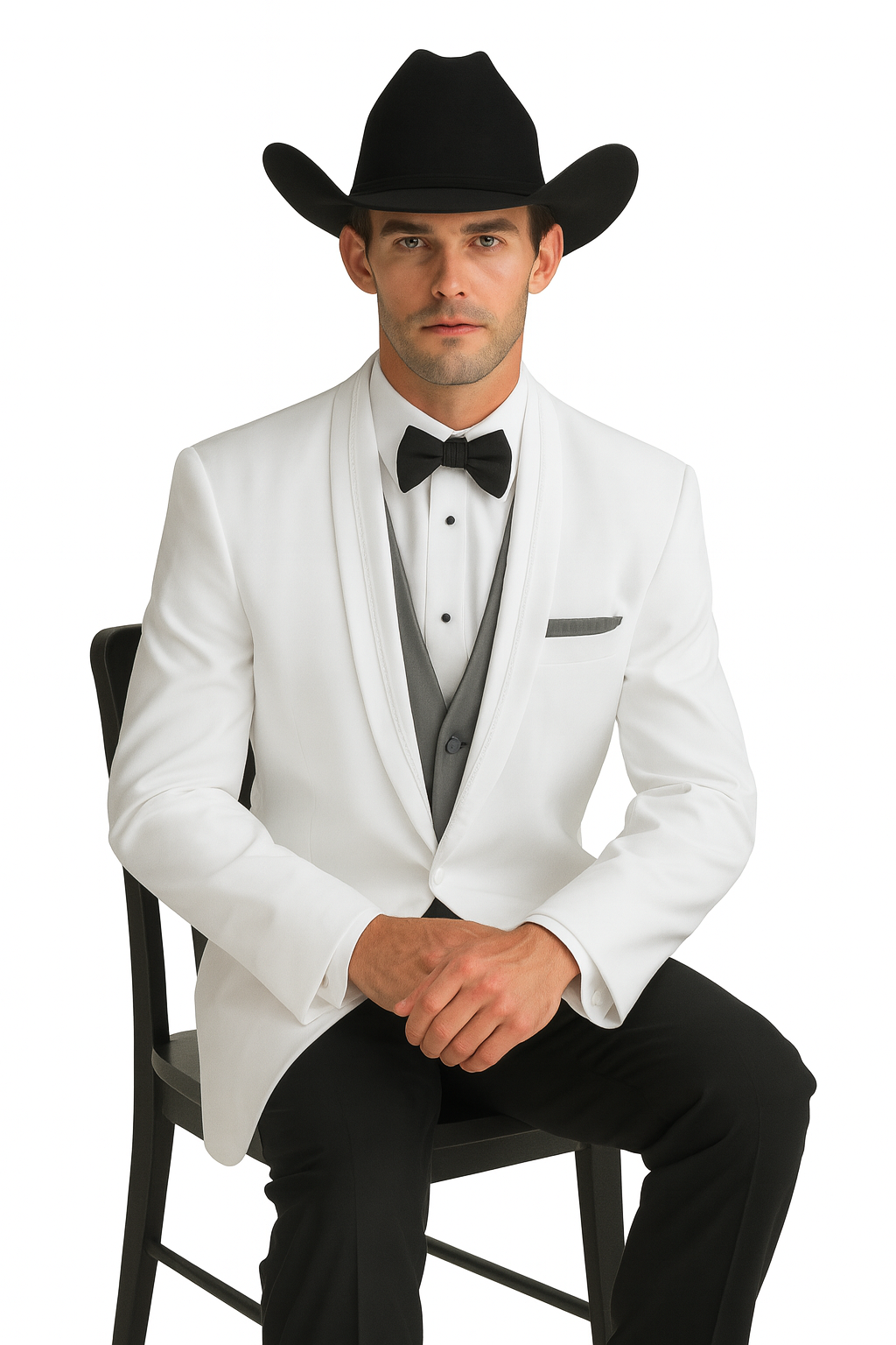 Mens White Cowboy Tuxedo - White Cowboy Suit - Western Suit (Jacket + Pants)