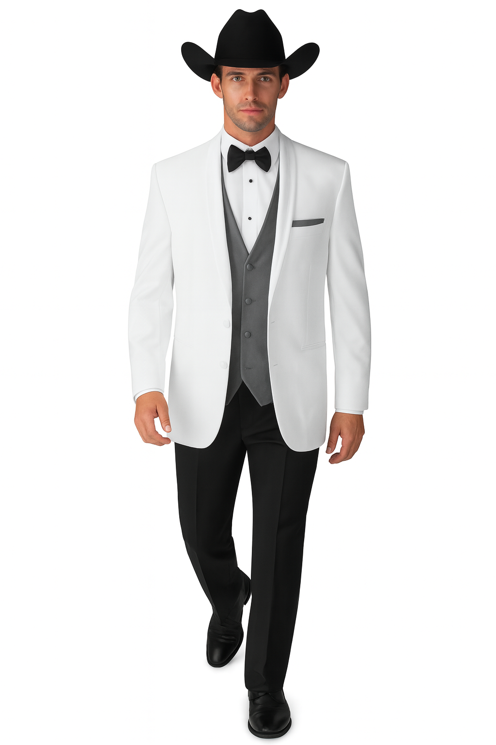 Mens White Cowboy Tuxedo - White Cowboy Suit - Western Suit (Jacket + Pants)