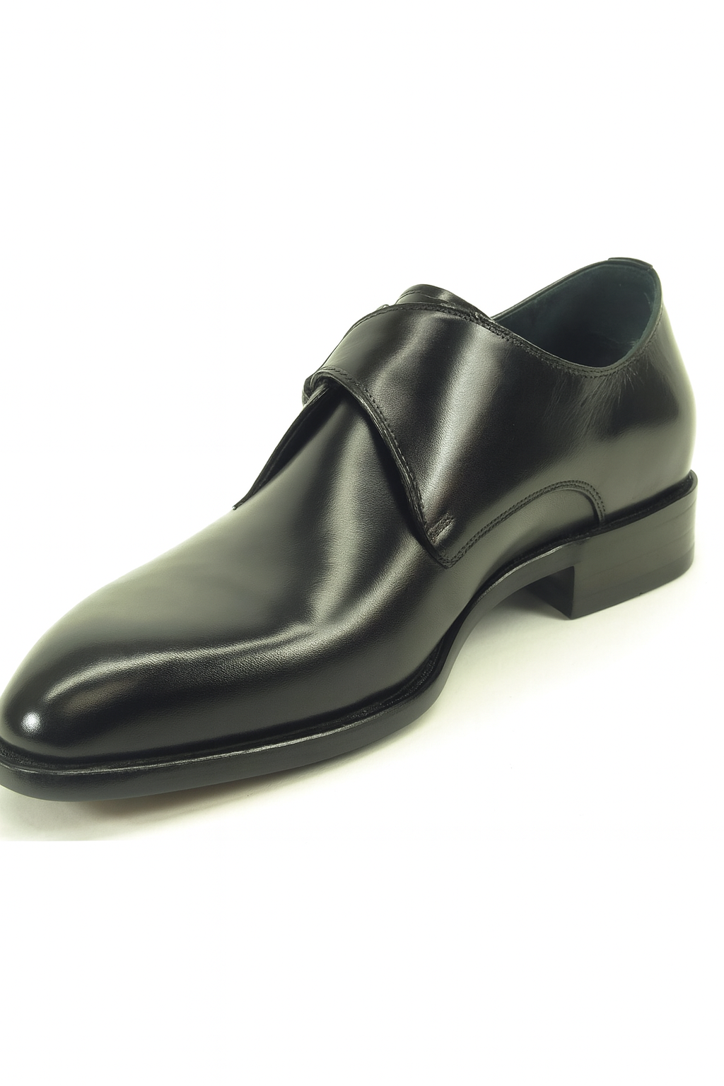 Carrucci Men's Black Genuine Calfskin Leather With Monk Strap Fashion Black Dress Shoe- Men's Buckle Dress Shoes