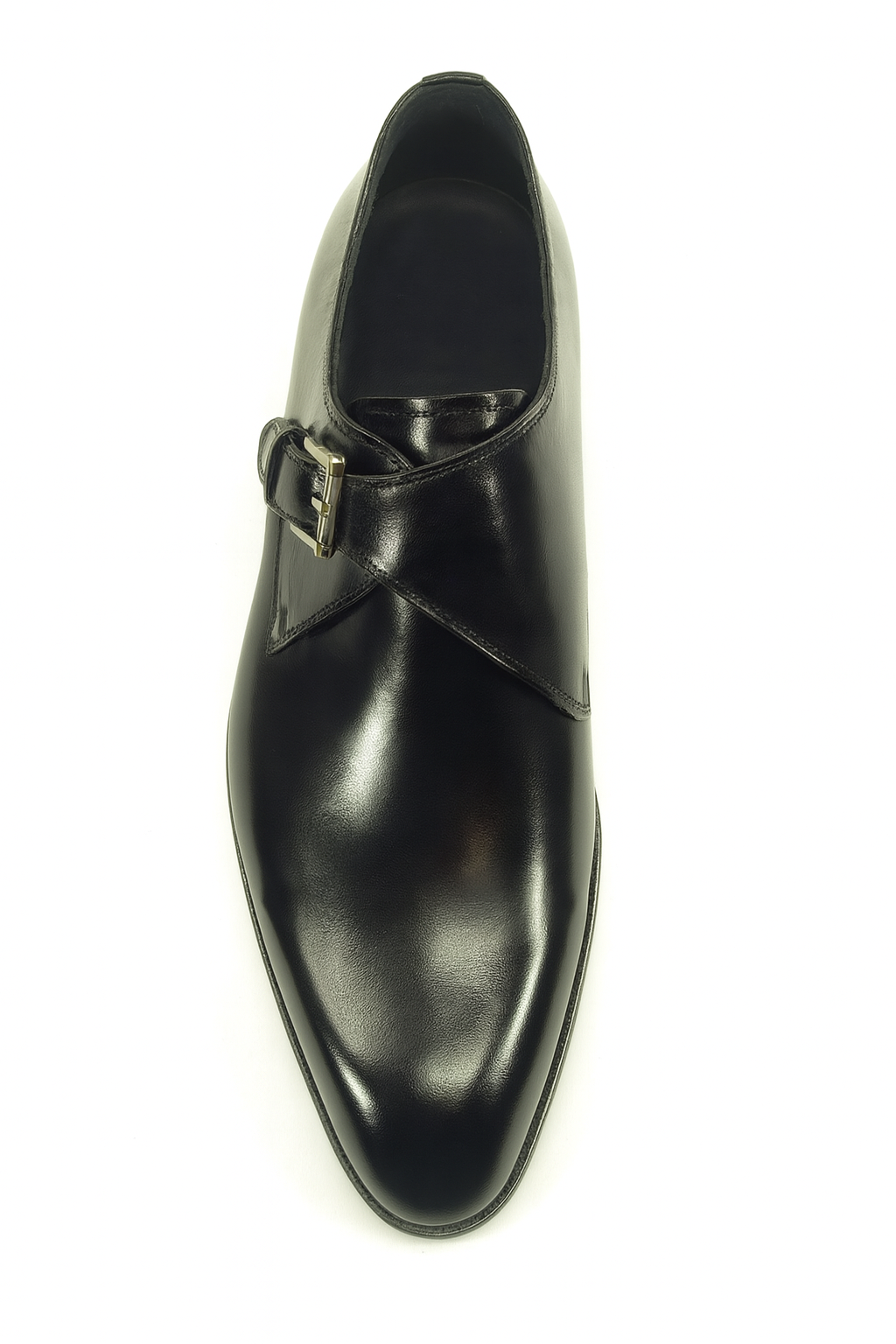 Carrucci Men's Black Genuine Calfskin Leather With Monk Strap Fashion Black Dress Shoe- Men's Buckle Dress Shoes