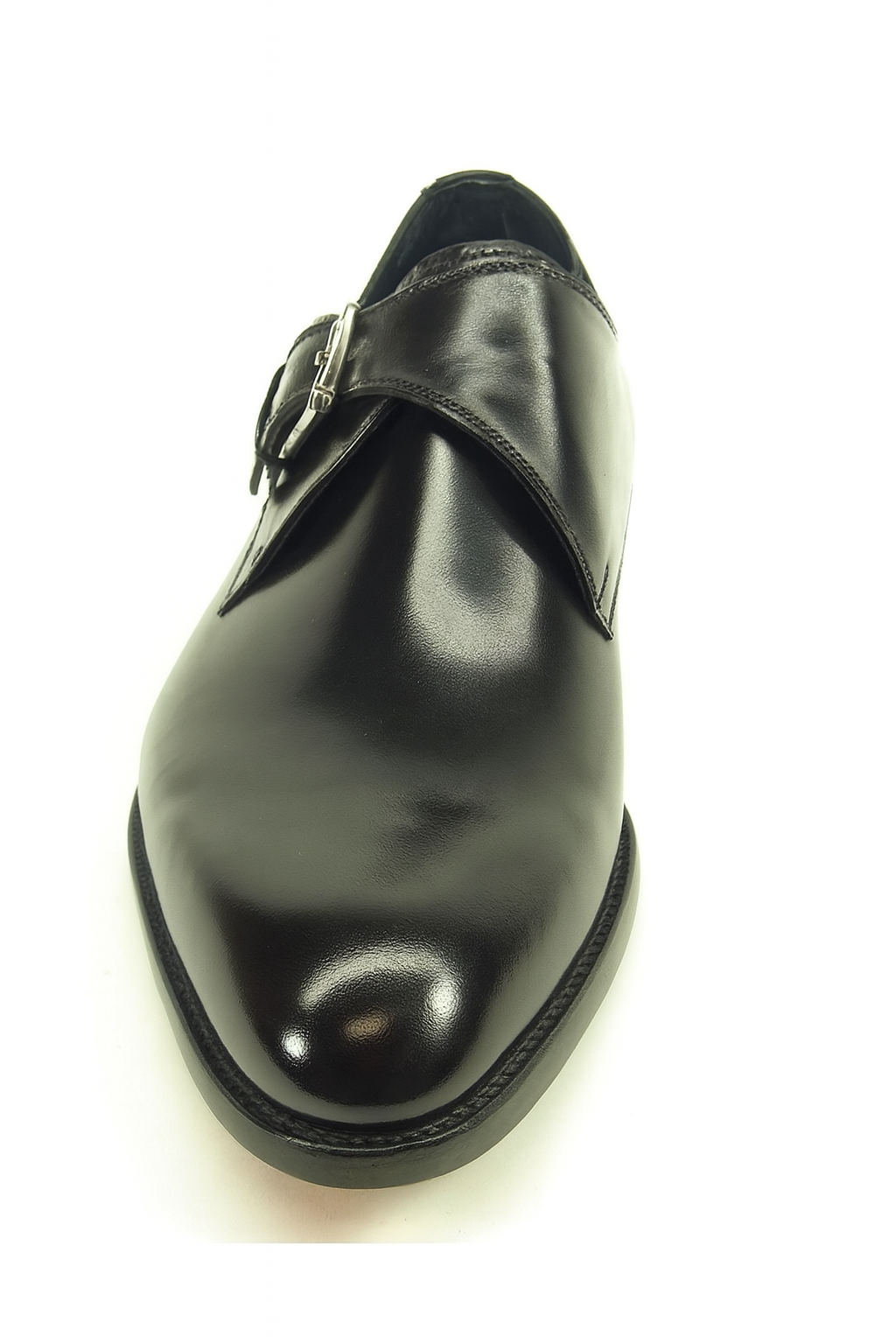 Carrucci Men's Black Genuine Calfskin Leather With Monk Strap Fashion Black Dress Shoe- Men's Buckle Dress Shoes