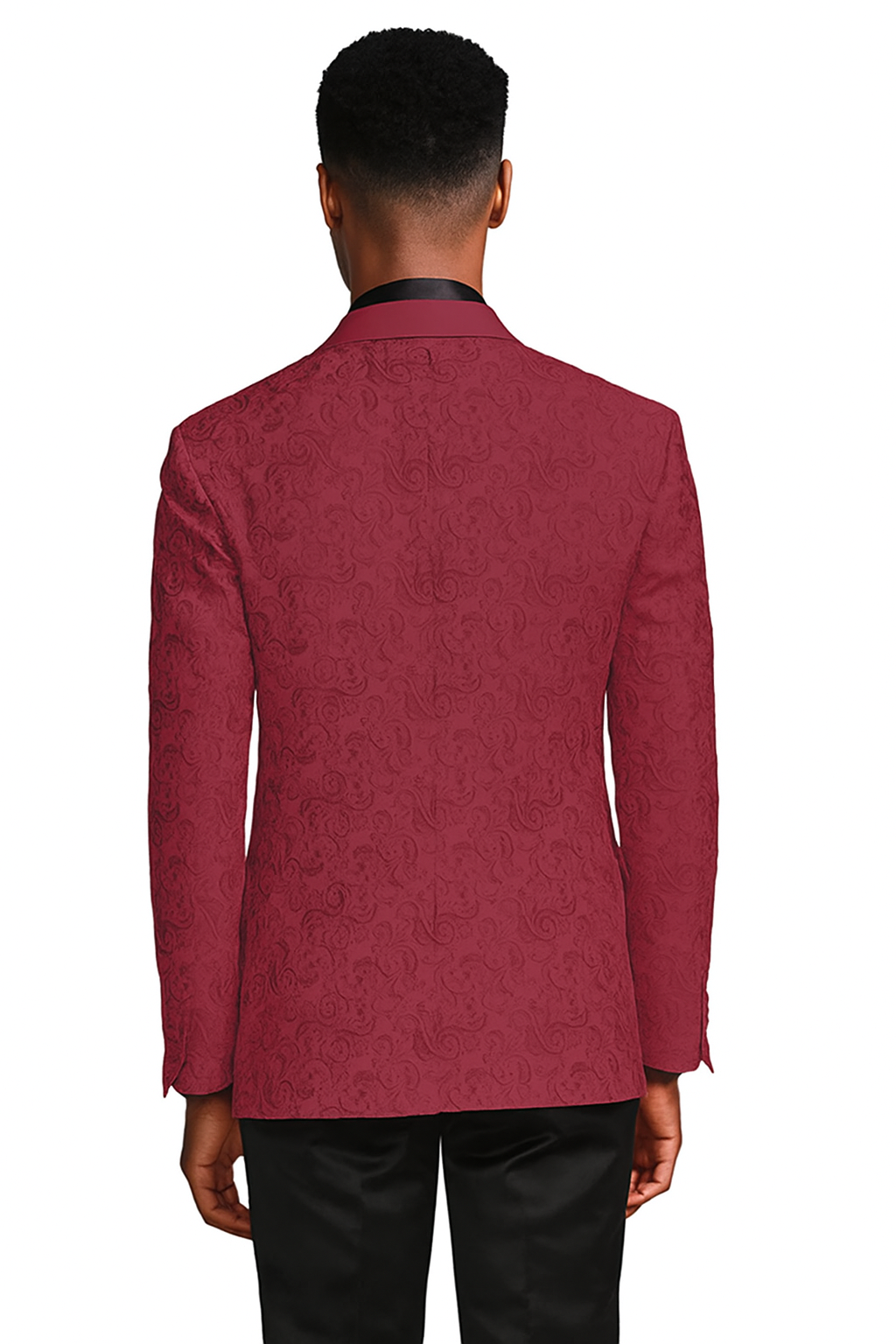 Burgundy Paisley Slim Fit Tuxedo Jacket with Satin Lapel