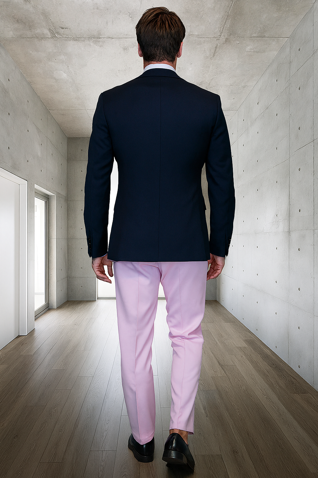 Designer Black & Pink Wool Tuxedo Vested Set