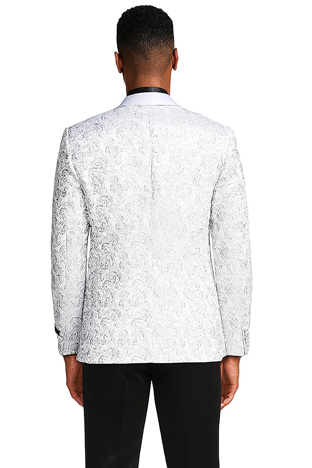 Silver Grey Paisley Slim Tuxedo Jacket