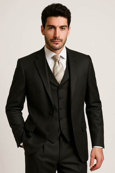 Men's 3pc Suit Brown Pinstripe Suit Brown 2 Piece Suits - Two piece Business suits Suit