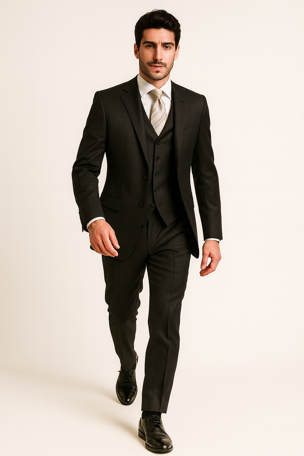 Men's 3pc Suit Brown Pinstripe Suit Brown 2 Piece Suits - Two piece Business suits Suit